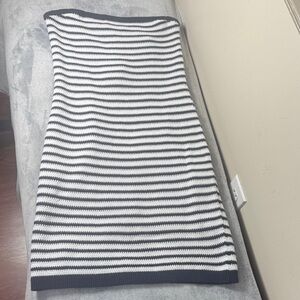 NWT Abercrombie & Fitch Crochet-Style Strapless Mini Dress Blue White Stripe